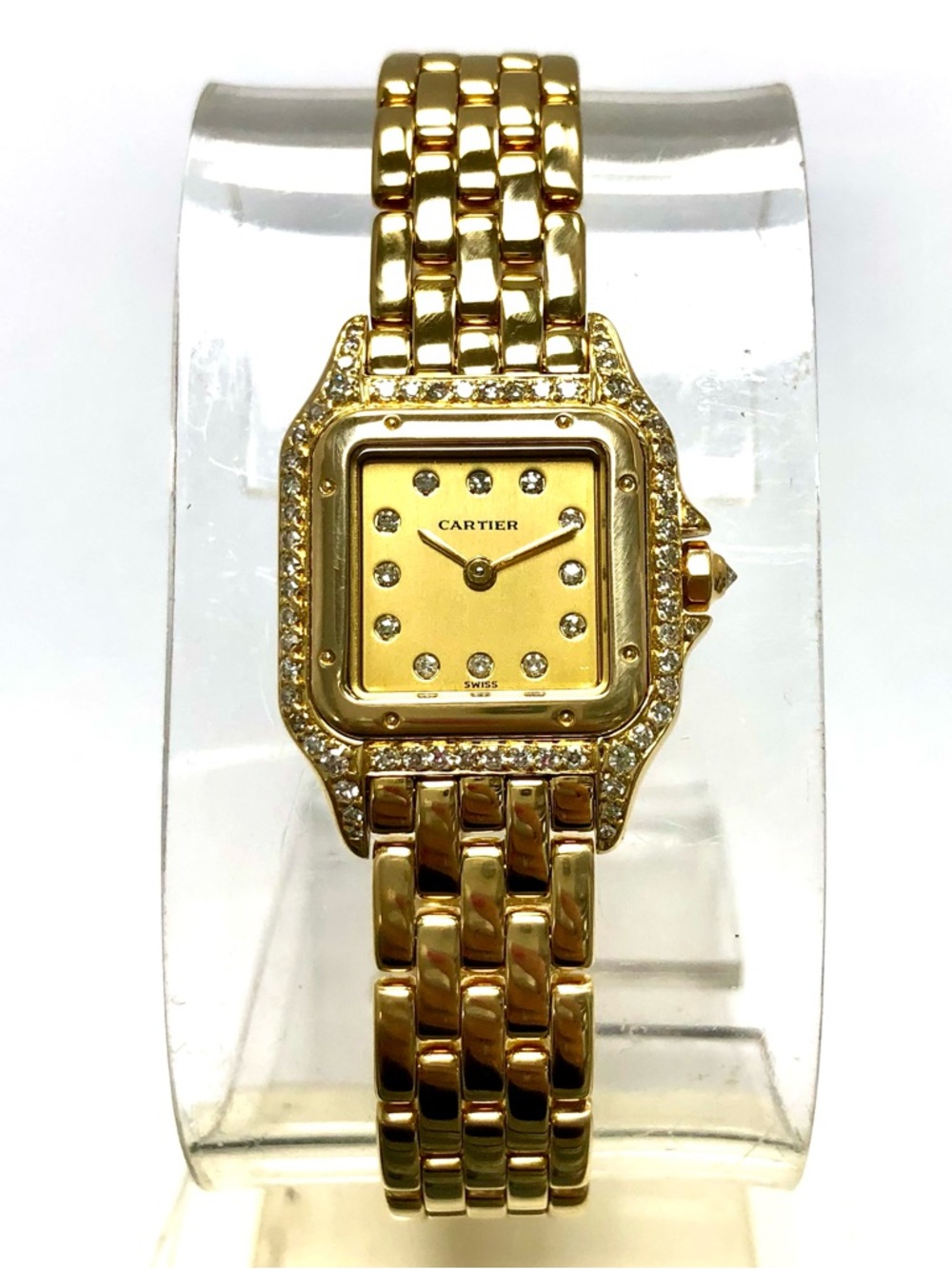 CARTIER PANTHERE Quartz 23mm 18K Yellow Gold ~1TCW Diamond Watch Factory Dial